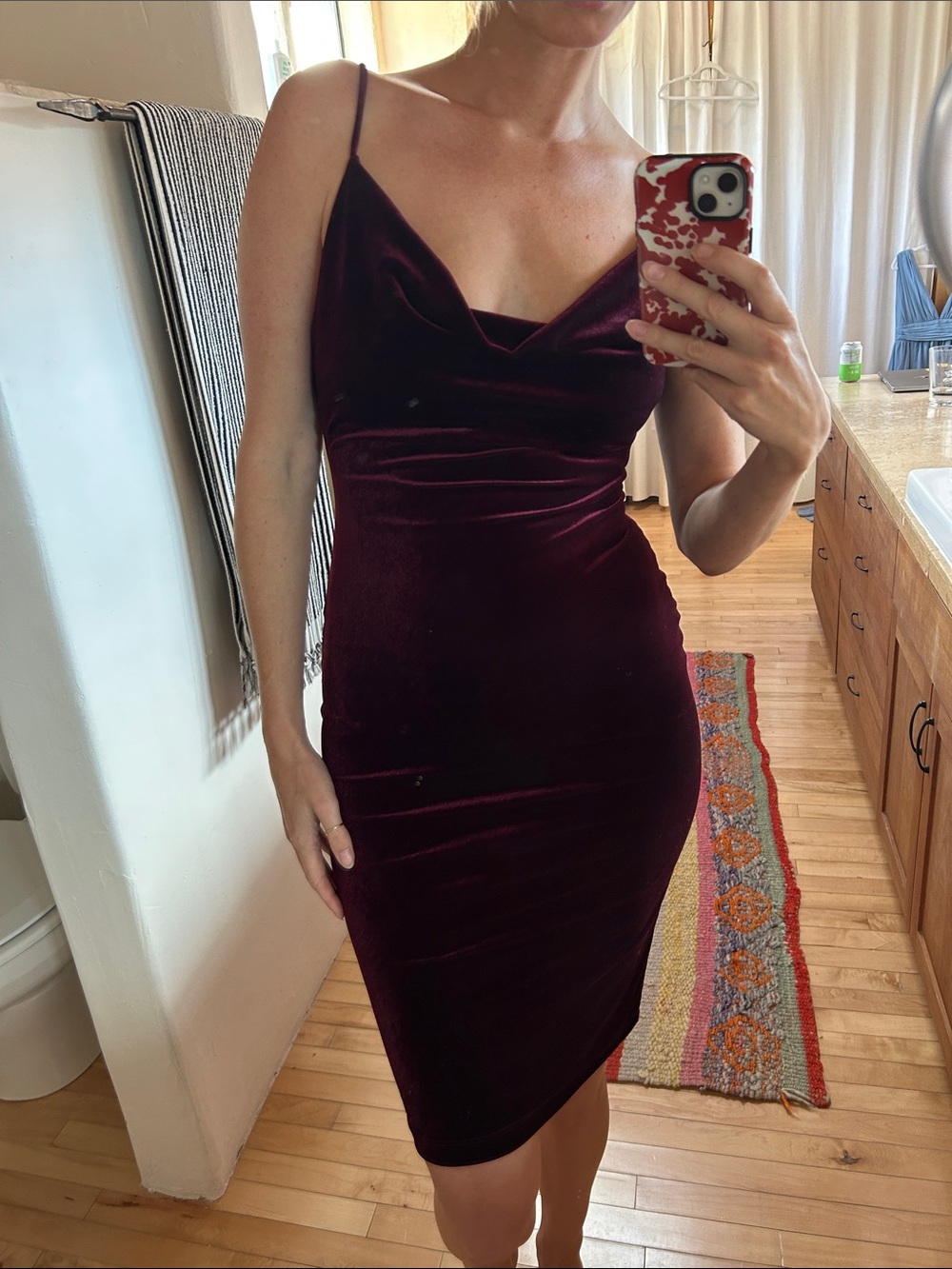 Saucy Maroon Velvet Midi/Mini Dress